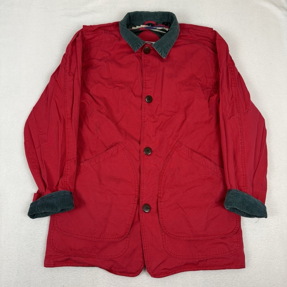 Vintage 90s American Design World Expeditions Red Barn Jacket Aztec Lining Small